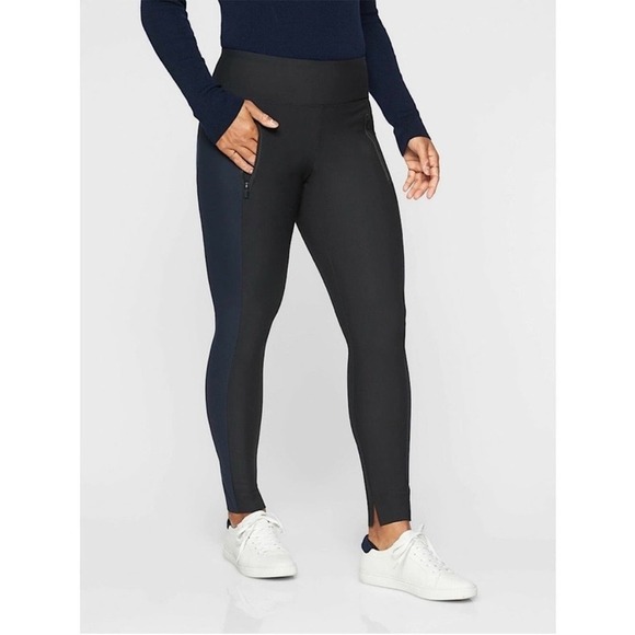 Athleta Stellar Tight Two Tone Navy & Black Leggings S - Picture 1 of 8